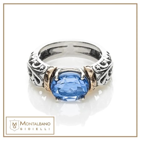 Anello Polvere di Stelle cerchietto pietra ovale